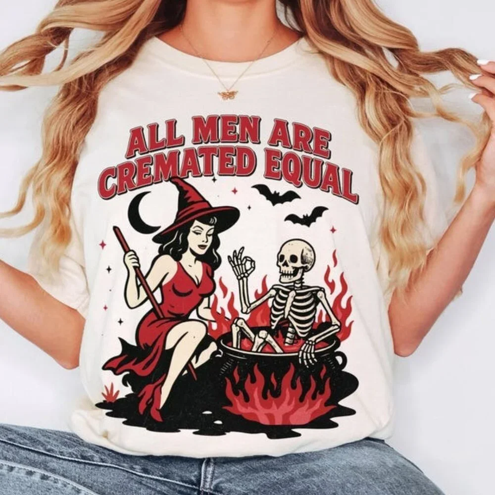 Funny Woman Halloween Retro Spooky Shirt - Picture 1 of 3